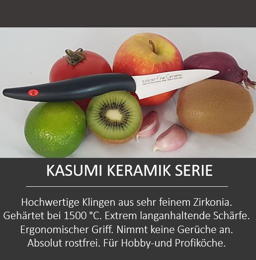 KASUMI Keramik Messer Serie Japan aus feinem Zirkonia, extrem langanhaltende Schärfe