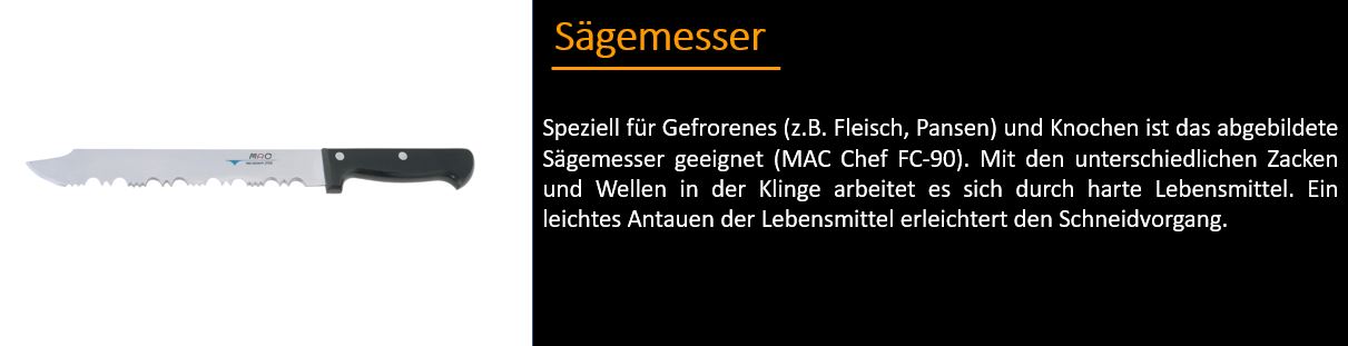 Sägemesser, Messerarten, Bild MAC Chef Messer FC-90 speziell für Gefrorenes und Knochen