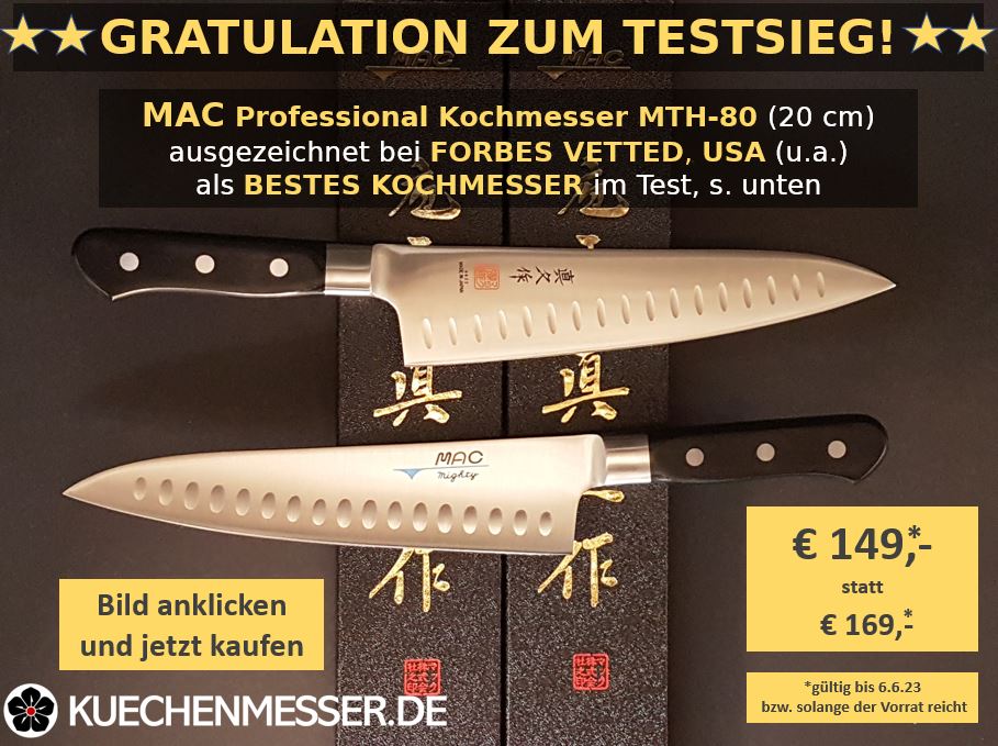 MTH-80 MAC Professional Kochmesser, 20 cm. Testsieger bei Forbes Vetted, USA.