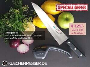 MAC Chef Kochmesser HB-85 und MAC Handschleifer RS-1 zum günstigen Setpreis