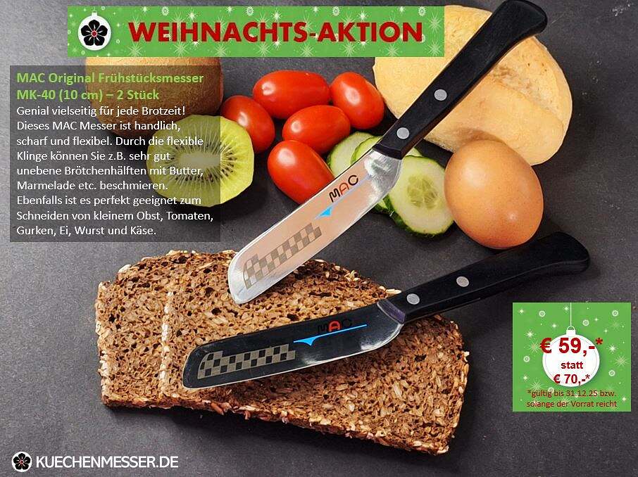 Frühstücksmesser Brunchmesser von MAC Japan, Tomatenmesser, Käsemesser, Obstmesser, MK40 Weihnachtsangebot
