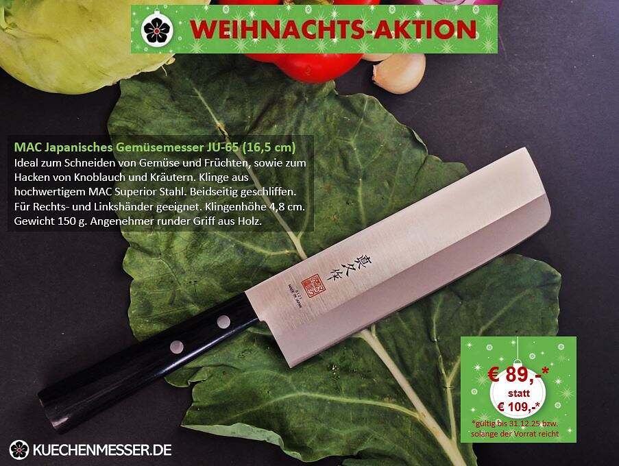 Japanisches Gemüsemesser MAC Japan JU-65 Weihnachtsangebot Kochmesser für Gemüse