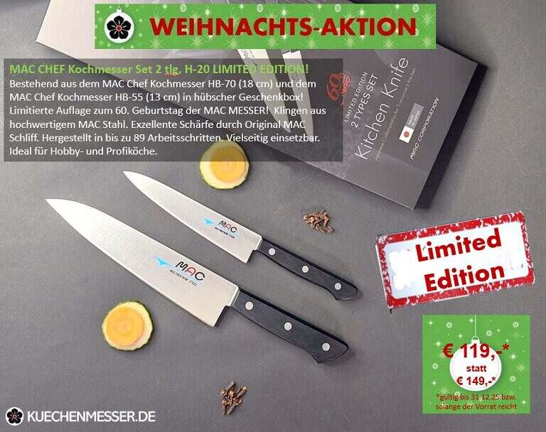 MAC Kochmesser Set H-20 Limited Edition Japan Geschenkbox Weihnachtsangebot