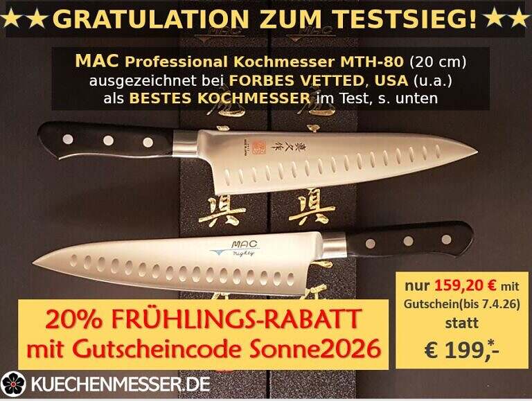 MAC Kochmesser MTH80 Professional Serie Frühlingsaktion 20 % Rabatt